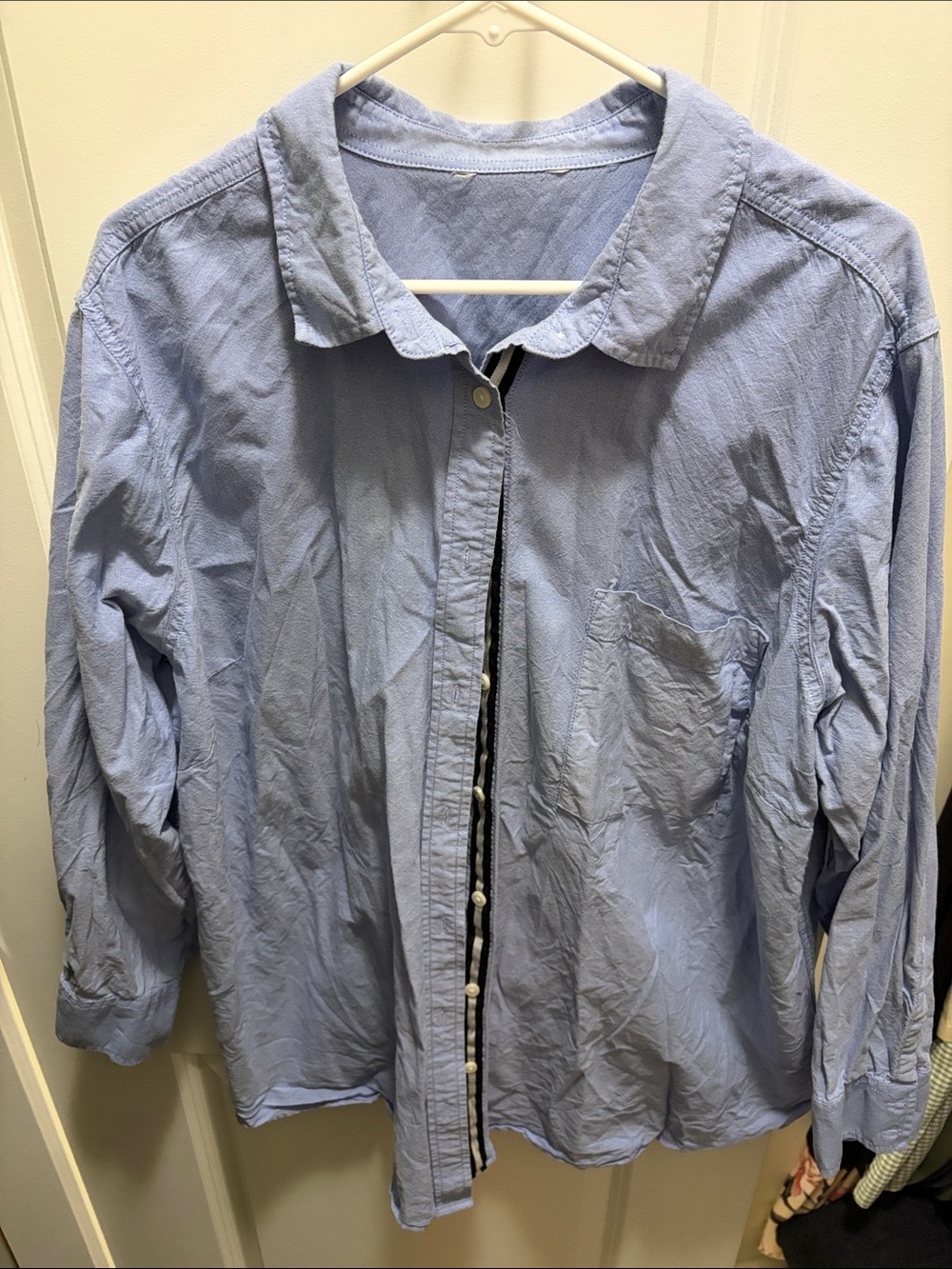Joe Fresh Blue Oversized Cotton Button Down Long Sleeve